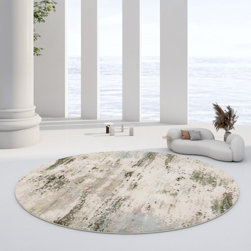 Variegated Watercolor Area Carpet Casual Mottled Rug Washable Round Carpet for Home Decor