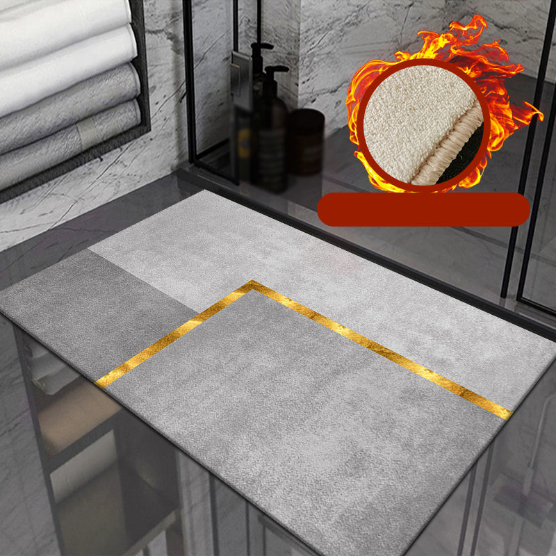 Grey Living Room Area Rug Color Block Polyester Area Carpet Anti-Slip Washable Area Rug