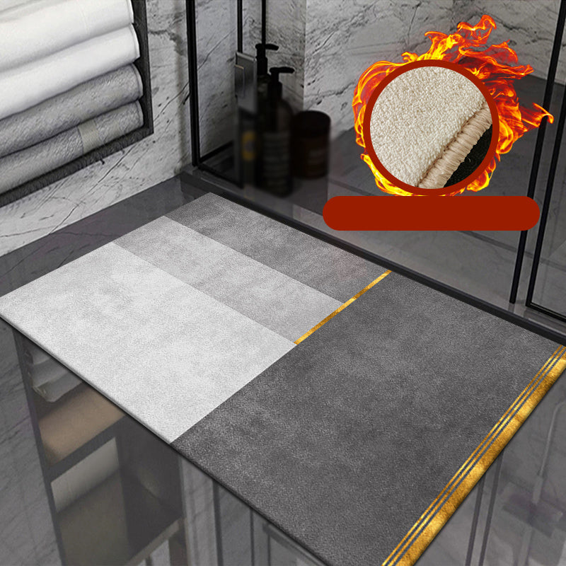 Grey Living Room Area Rug Color Block Polyester Area Carpet Anti-Slip Washable Area Rug