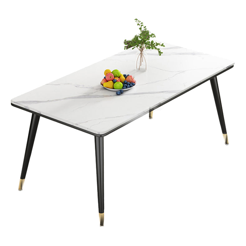 Modern Style Sintered Stone Dining Table 4 Legs Carbon Steel Base Rectangle Table for Home