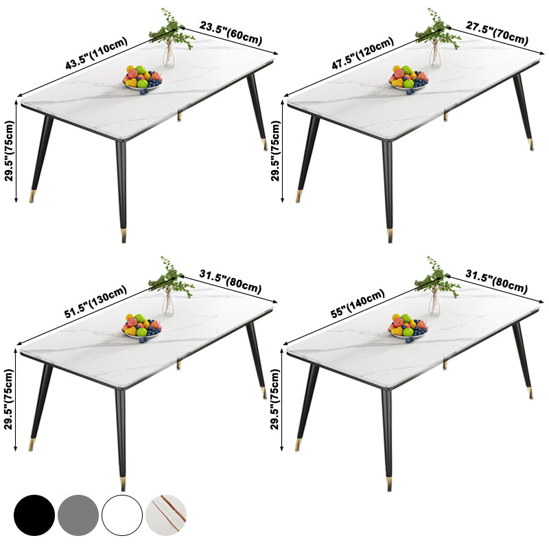 Modern Style Sintered Stone Dining Table 4 Legs Carbon Steel Base Rectangle Table for Home