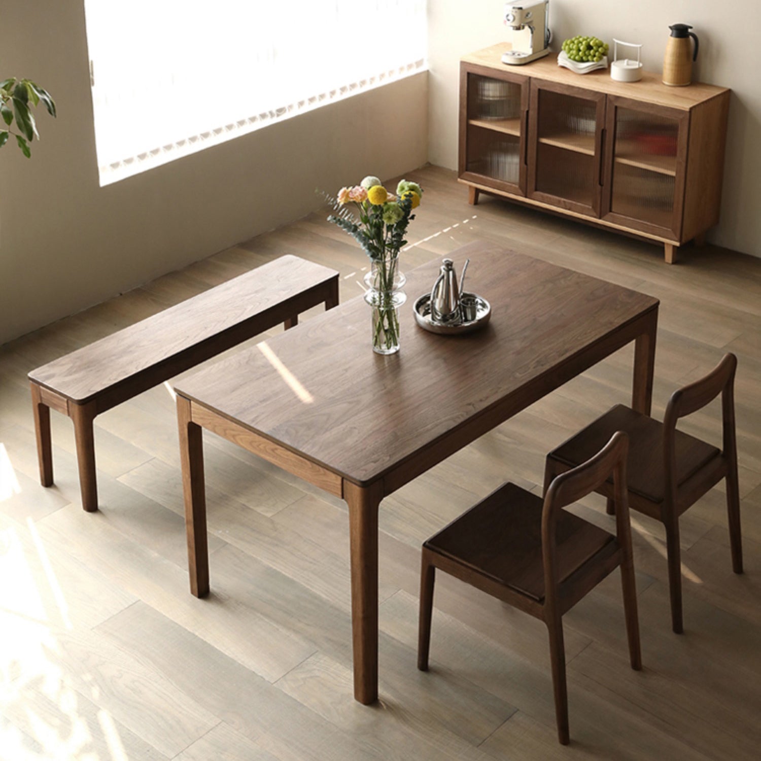 Mesa rectangular de madera maciza, mesa de cocina moderna con 4 patas para restaurante
