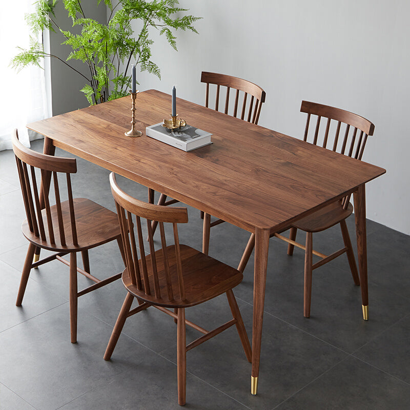 Table à manger de noyer noir de style luxueux Table rectangle de base de 4 jambes pour la maison