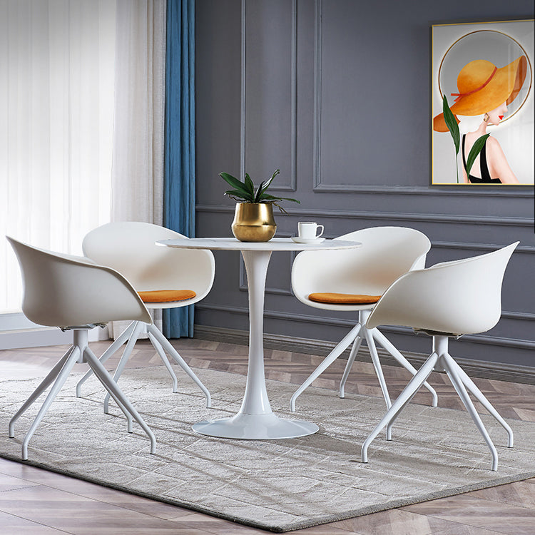 Round Sintered Stone White Dining Table Minimalist Tulip Base Table for Dining Room