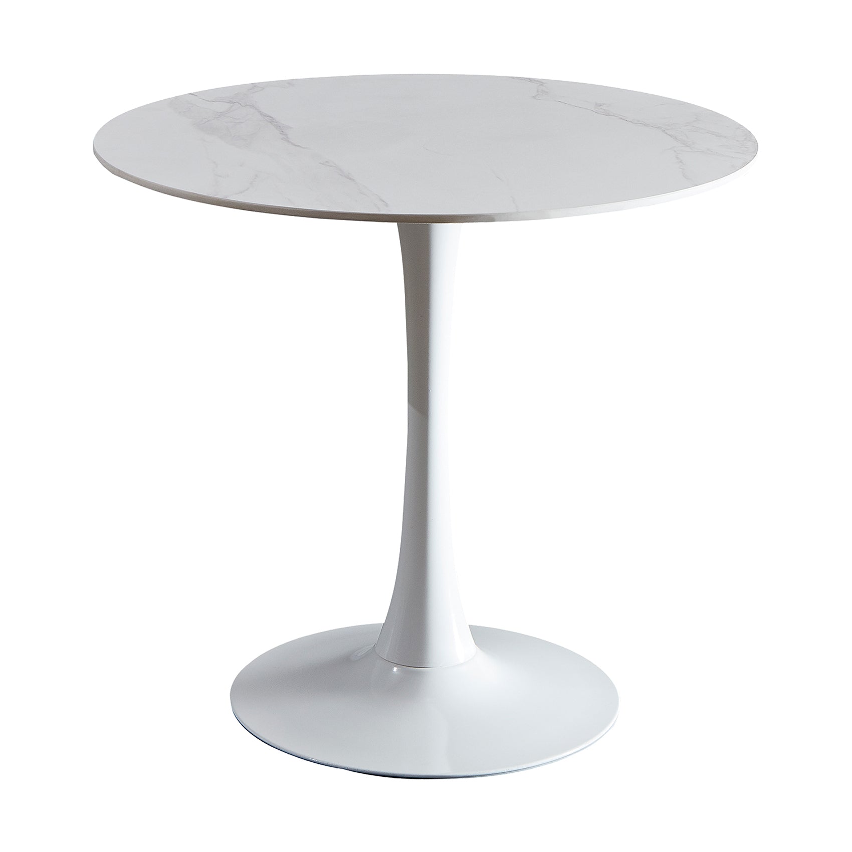 Round Sintered Stone White Dining Table Minimalist Tulip Base Table for Dining Room