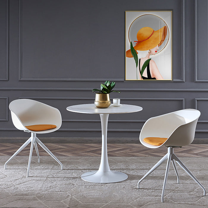 Round Sintered Stone White Dining Table Minimalist Tulip Base Table for Dining Room
