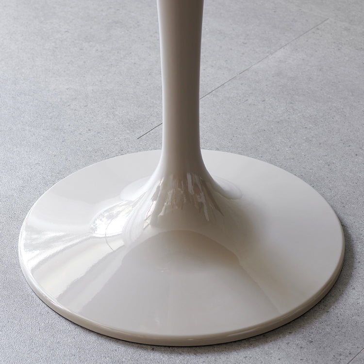 Round Shape White Dining Table Sintered Stone Table Modern with Tulip Base