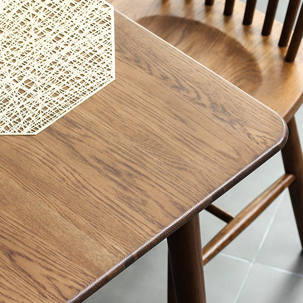 Table à manger industrielle carrée, Table fixe couleur bois avec bois massif de chêne