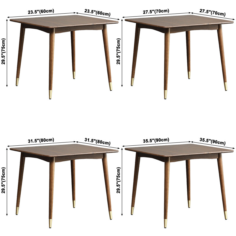 Table à manger industrielle carrée, Table fixe couleur bois avec bois massif de chêne