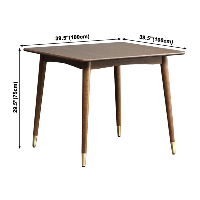 Table à manger industrielle carrée, Table fixe couleur bois avec bois massif de chêne