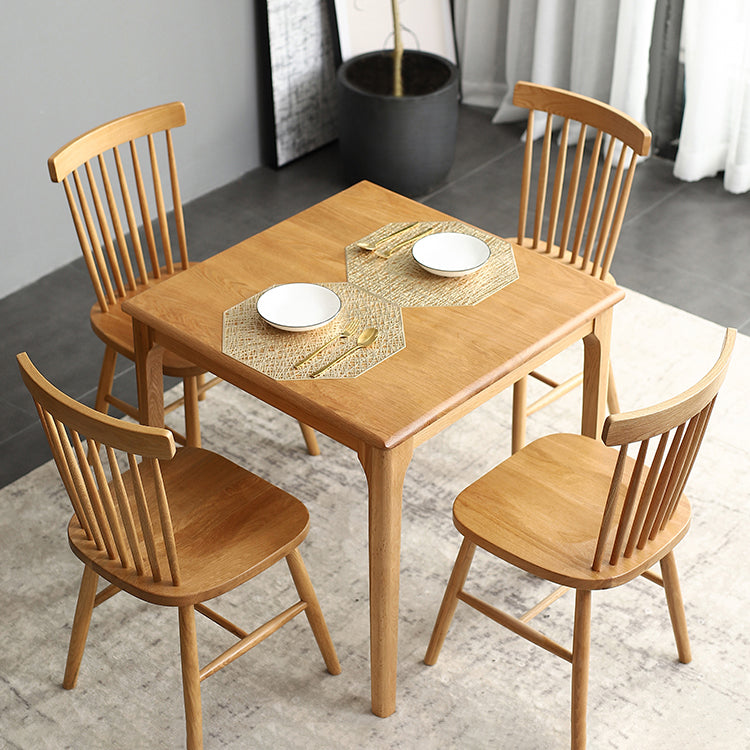 Square Wood Color Dining Table Oak Solid Wood Table Industrial with 4 Legs