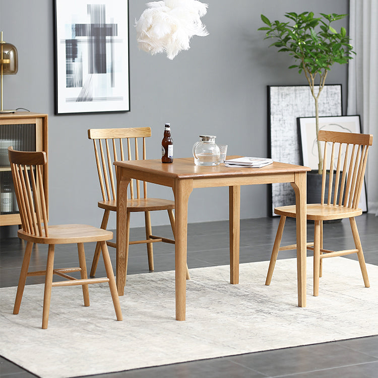 Square Wood Color Dining Table Oak Solid Wood Table Industrial with 4 Legs