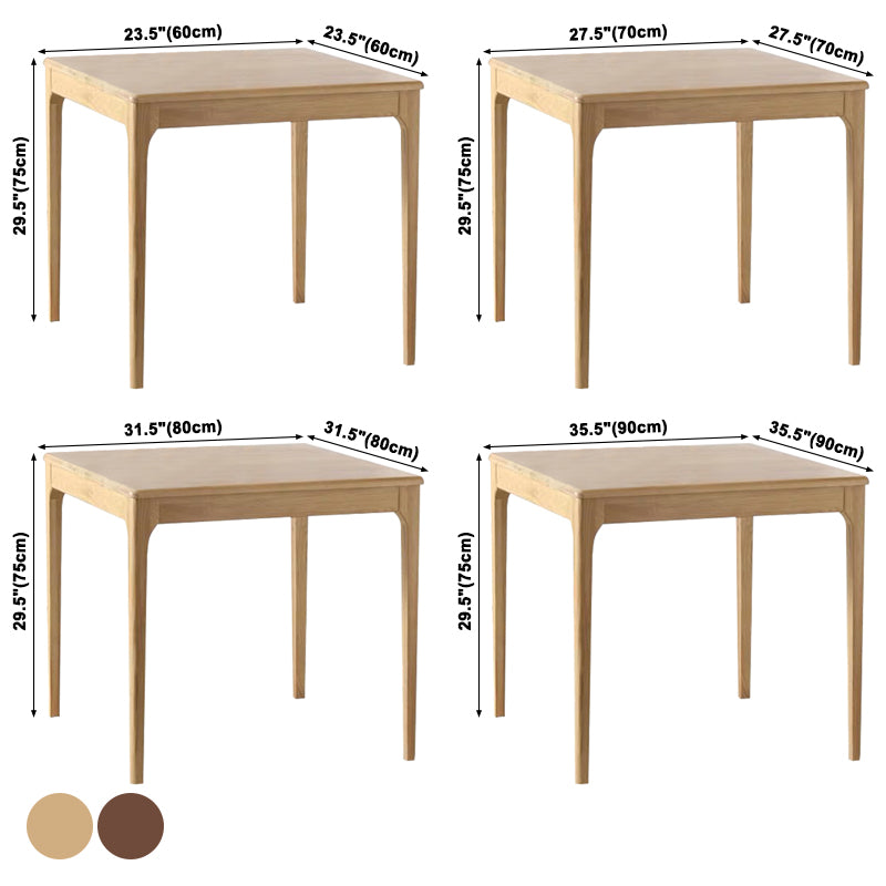 Square Wood Color Dining Table Oak Solid Wood Table Industrial with 4 Legs
