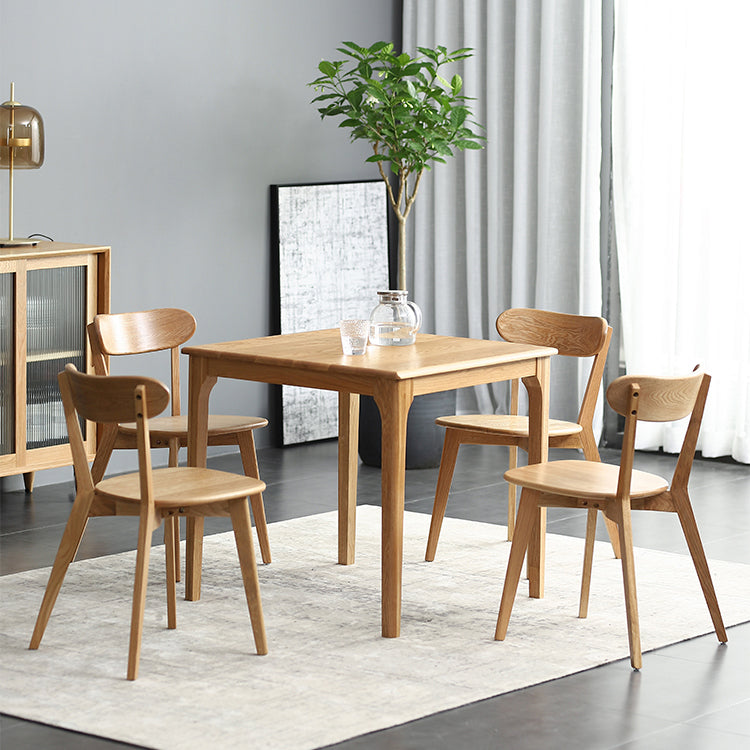 Square Wood Color Dining Table Oak Solid Wood Table Industrial with 4 Legs