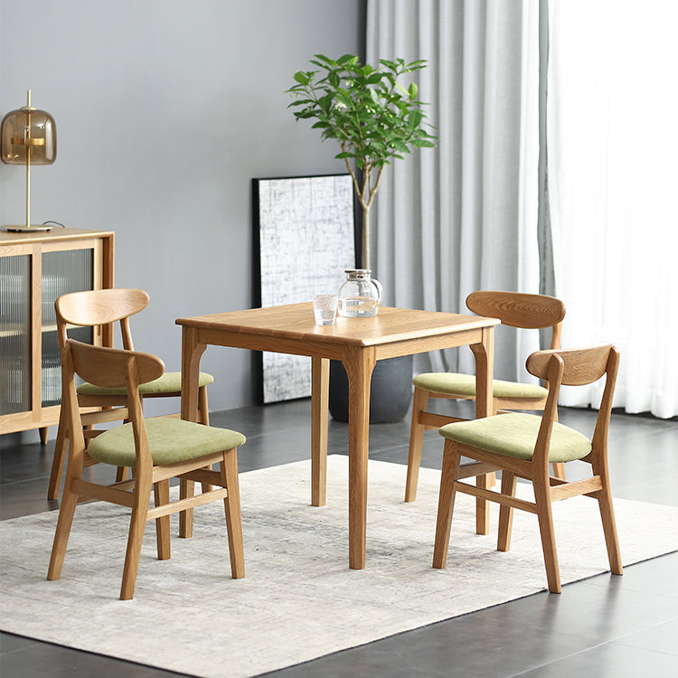 Square Wood Color Dining Table Oak Solid Wood Table Industrial with 4 Legs
