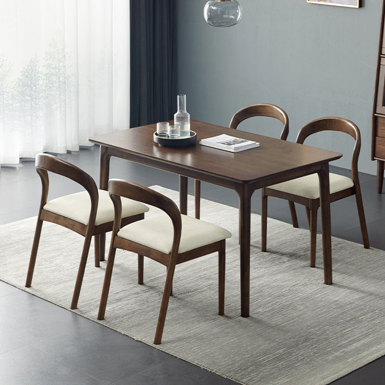 Rectangle Hickory Wooden Dining Table Modern Table in Nature with 4 Legs