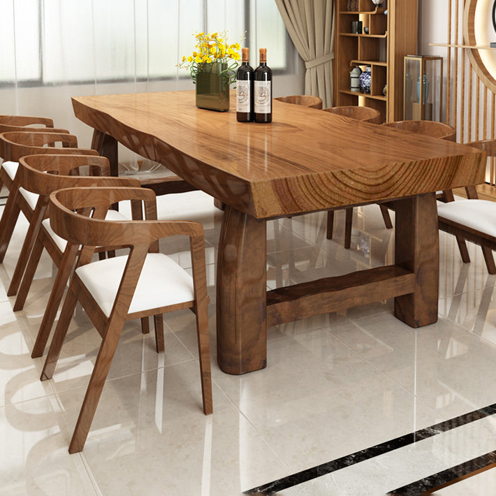 Mesa de comedor marrón de madera sólida simple forma de comedor rectángulo de mesa estándar para cocina