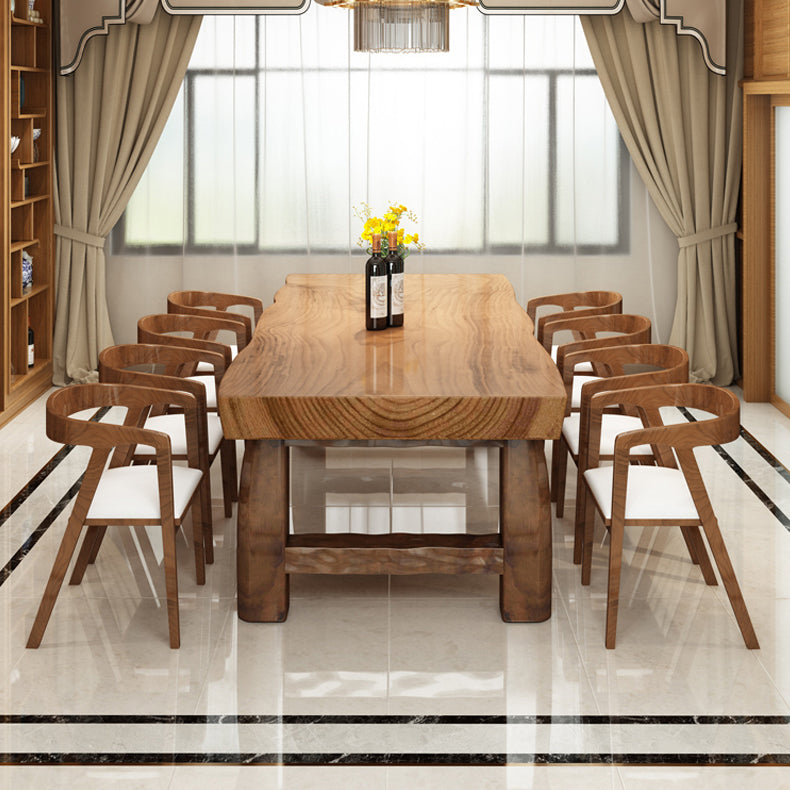 Mesa de comedor marrón de madera sólida simple forma de comedor rectángulo de mesa estándar para cocina