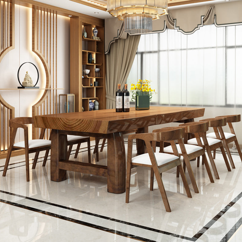 Mesa de comedor marrón de madera sólida simple forma de comedor rectángulo de mesa estándar para cocina