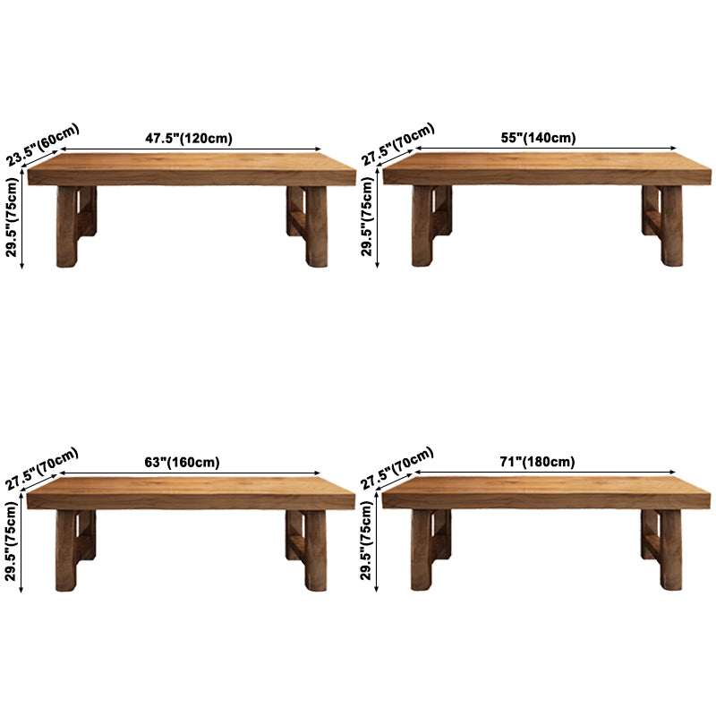 Mesa de comedor marrón de madera sólida simple forma de comedor rectángulo de mesa estándar para cocina