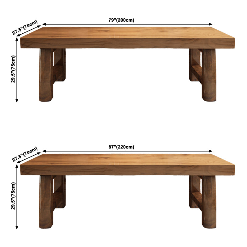 Mesa de comedor marrón de madera sólida simple forma de comedor rectángulo de mesa estándar para cocina