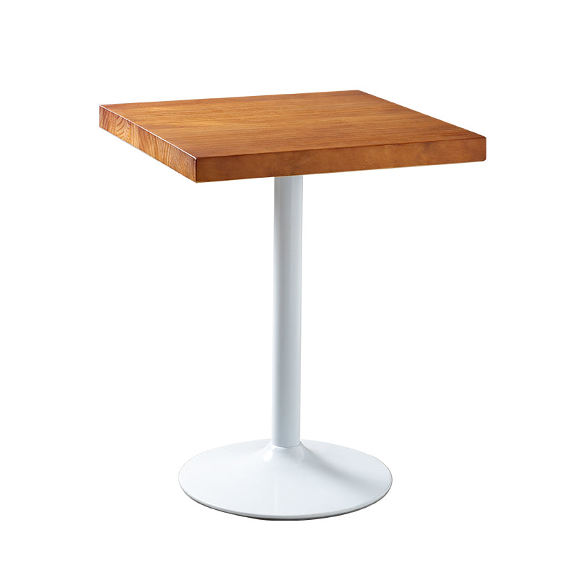 Solid Wood Industrial Dining Table Brown Top Table with White Frame for Dinning Room