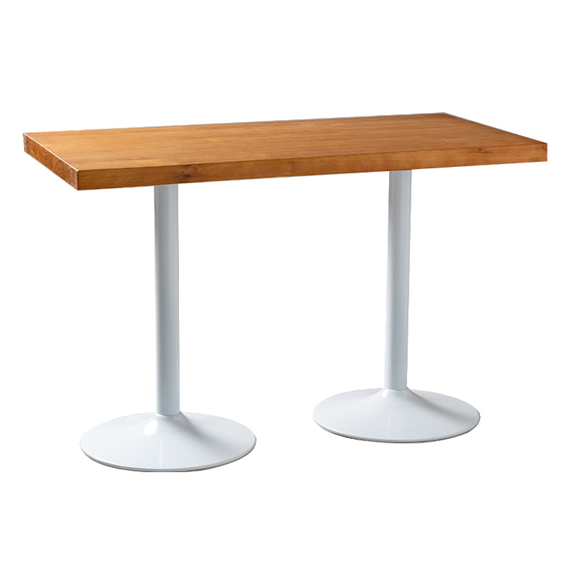 Solid Wood Industrial Dining Table Brown Top Table with White Frame for Dinning Room