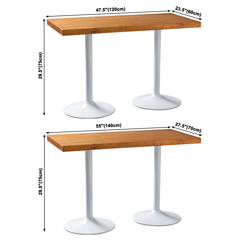 Solid Wood Industrial Dining Table Brown Top Table with White Frame for Dinning Room
