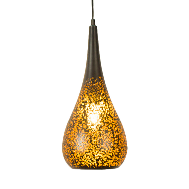 Laser Cut Hanging Lamp Art Deco 1 Bulb Metal Pendant Lighting Fixture in Brass, 5.5"/9.5"/10" Wide