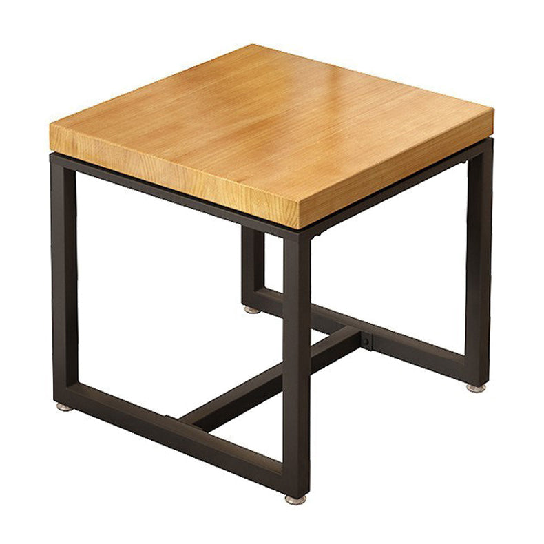 Mesa de comedor industrial de madera maciza, mesa cuadrada con base de caballete para comedor