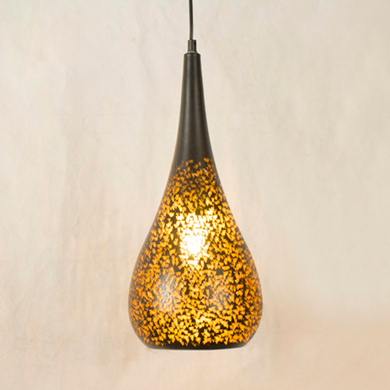 Laser Cut Hanging Lamp Art Deco 1 Bulb Metal Pendant Lighting Fixture in Brass, 5.5"/9.5"/10" Wide