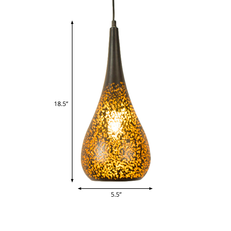 Laser Cut Hanging Lamp Art Deco 1 Bulb Metal Pendant Lighting Fixture in Brass, 5.5"/9.5"/10" Wide
