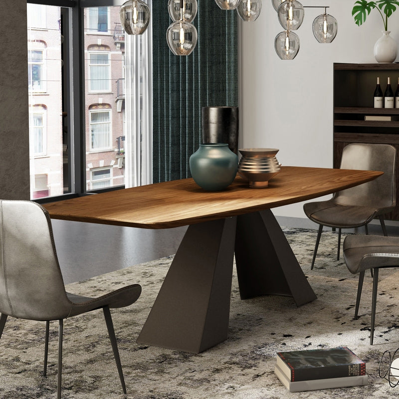 Tavolo da pranzo moderno rettangolo tavolo da pranzo moderno con base di piedistallo in metallo