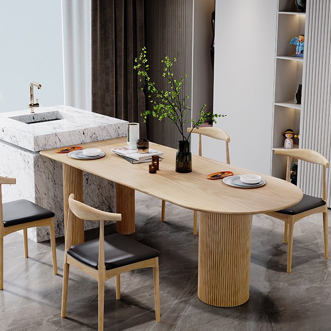 Simplicity Style Pine Freeform Solid Wood Dining Table 3 Legs Base Table for Home