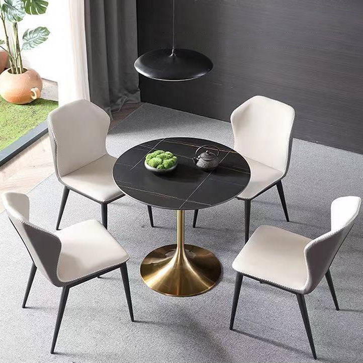 Runde zweifarbige Esstisch Sintered Stone Tisch Luxus mit Tulpbasis