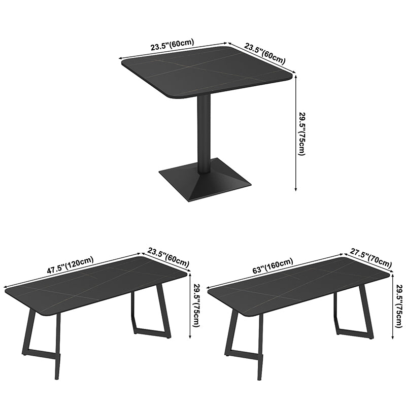Tavolo da cucina da cucina in pietra sinterita industriale tavolo da base in metallo nero per sala da pranzo