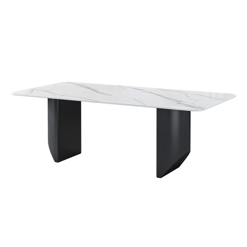 Sintered Stone Top Esstisch Rechtecktisch mit Metalldoppelpodest