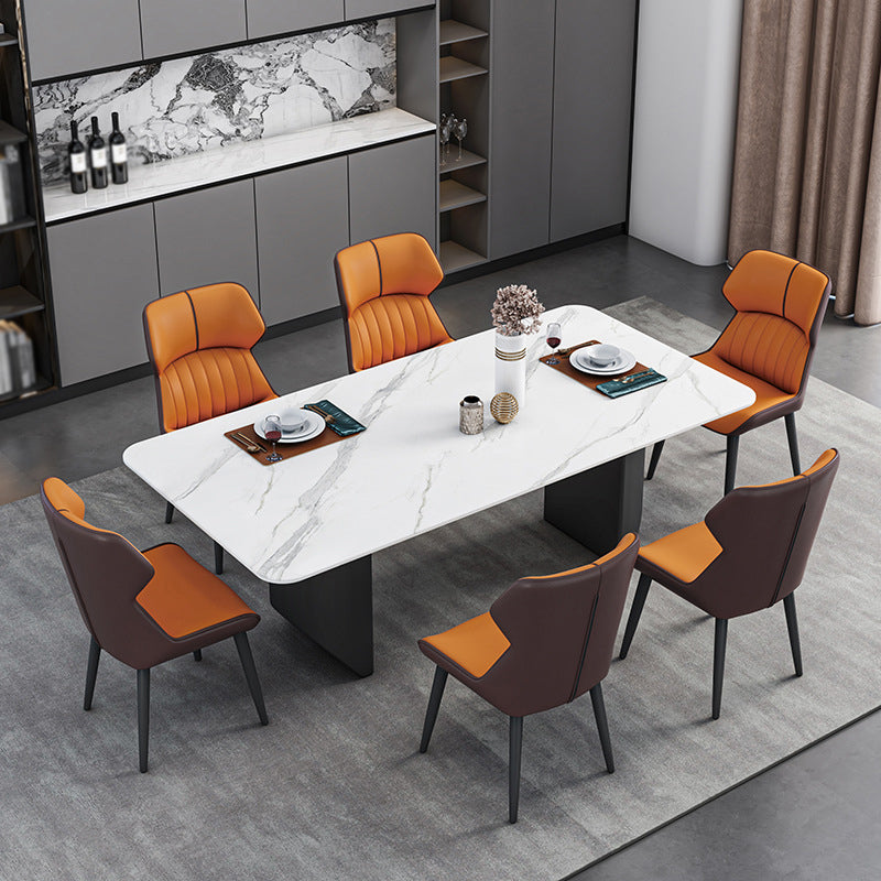 Sintered Stone Top Esstisch Rechtecktisch mit Metalldoppelpodest