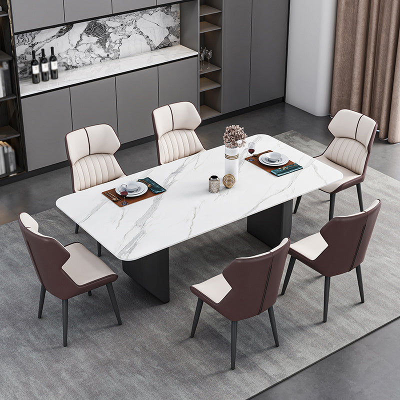 Sintered Stone Top Esstisch Rechtecktisch mit Metalldoppelpodest