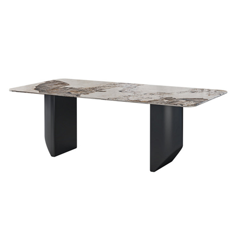 Sintered Stone Top Esstisch Rechtecktisch mit Metalldoppelpodest