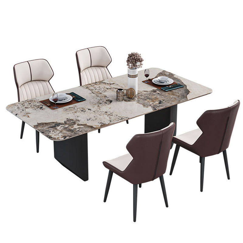 Sintered Stone Top Esstisch Rechtecktisch mit Metalldoppelpodest
