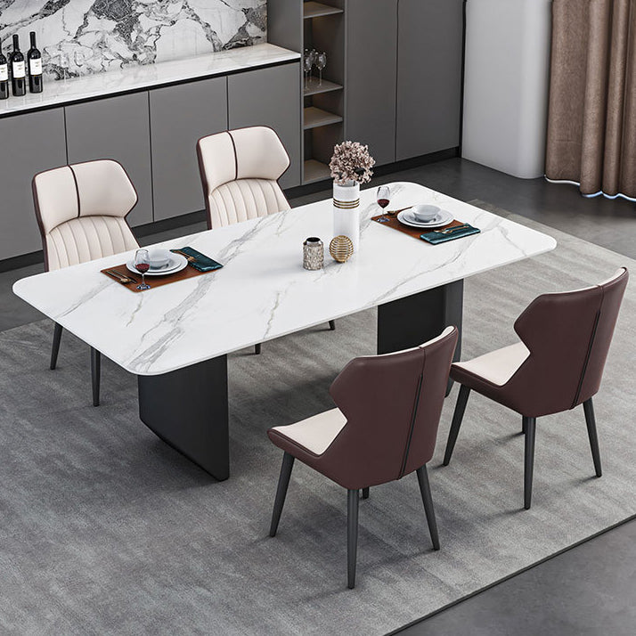 Sintered Stone Top Esstisch Rechtecktisch mit Metalldoppelpodest