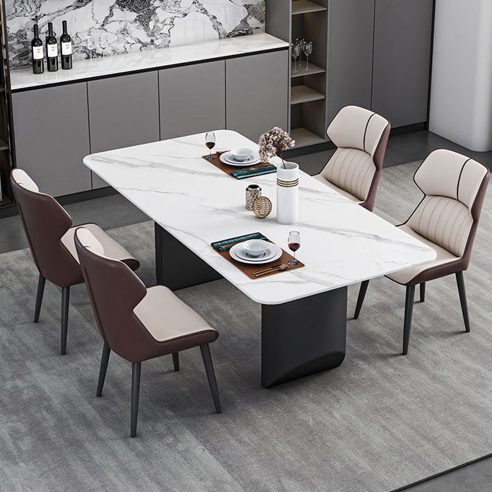 Sintered Stone Top Esstisch Rechtecktisch mit Metalldoppelpodest
