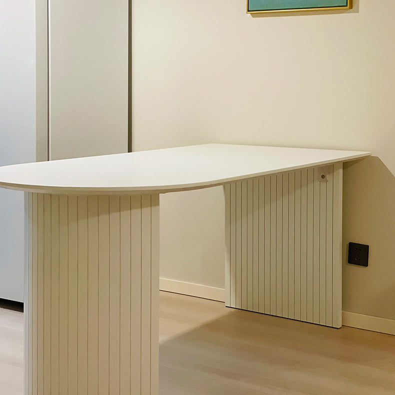 Eigentijdse huis dennen vaste houten eettafel vrije vorm tafel met dubbele voetstukbasis