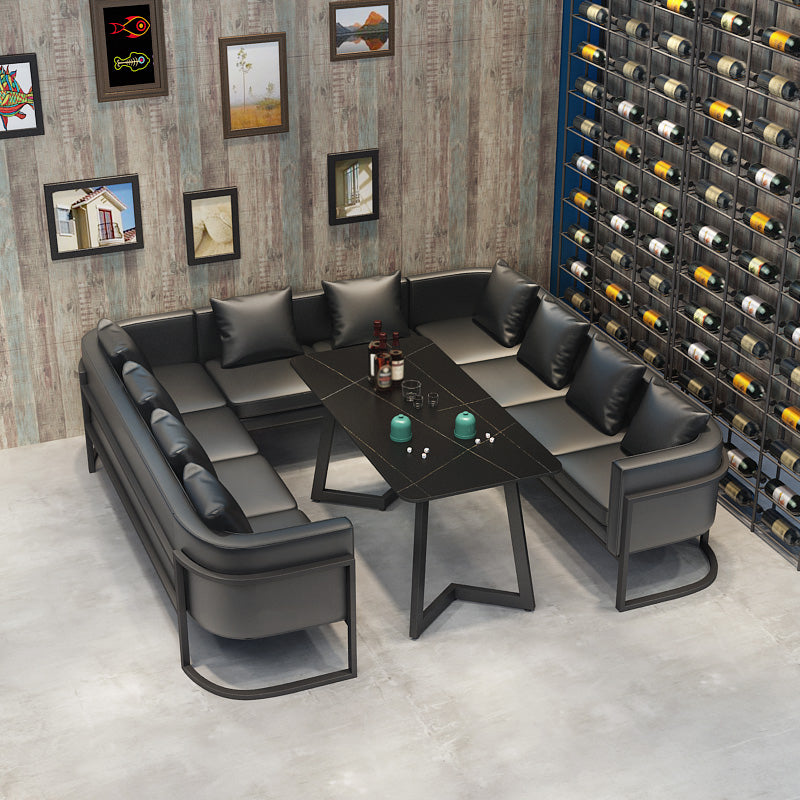 Industrial Style Sintered Stone Dinner Room Kitchen Table Black Metal Base Table for Dinning Room