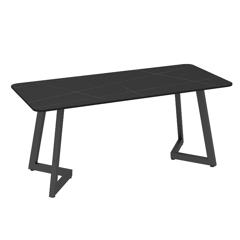 Industrial Style Sintered Stone Dinner Room Kitchen Table Black Metal Base Table for Dinning Room