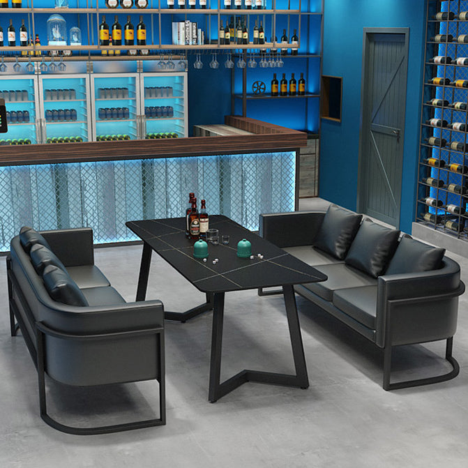 Industrial Style Sintered Stone Dinner Room Kitchen Table Black Metal Base Table for Dinning Room