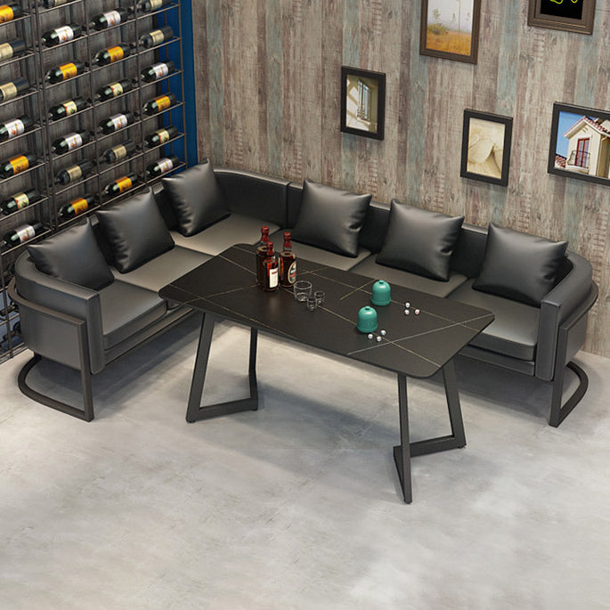 Industrial Style Sintered Stone Dinner Room Kitchen Table Black Metal Base Table for Dinning Room