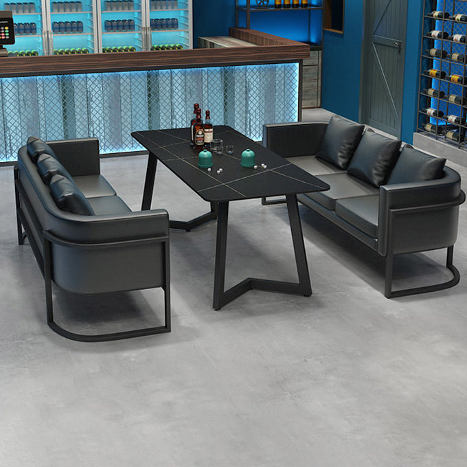 Industrial Style Sintered Stone Dinner Room Kitchen Table Black Metal Base Table for Dinning Room