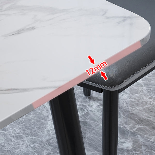 Square Industrial Dining Table White Tone Fixed Table with Sintered Stone
